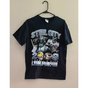 Pittsburgh "Steel City"  2009 Stanley Cup & Super Bowl XXIII T-shirt Size Med